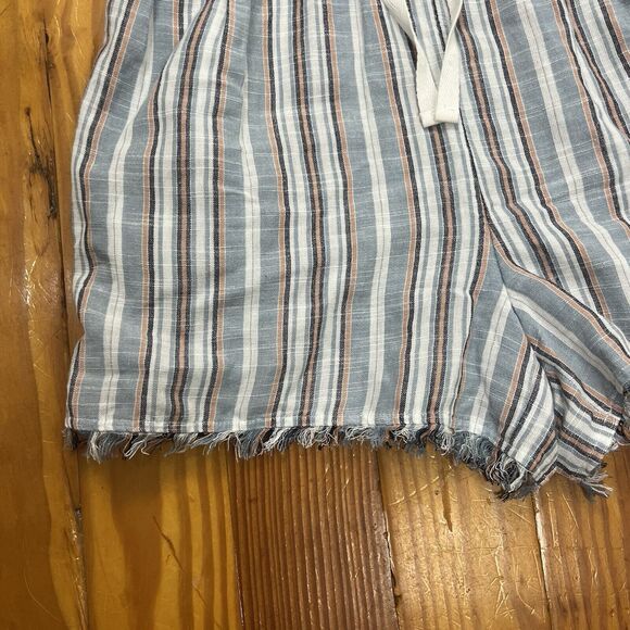 New Striped Romper Sz S Blue White Raw Edge Halter Pockets Beachy True Craft NWT - Picture 14 of 16